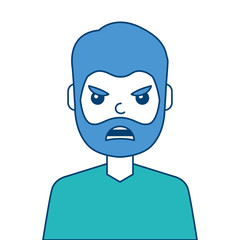 portrait man face angry expression cartoon vector illustration blue and green design