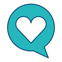speech bubble and heart love social media vector illustration blue and green design