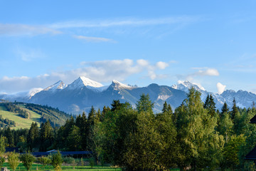 slovakian carpathian mountains in autumn with green forests