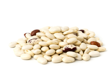 Pile of white beans, closeup.