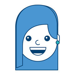 woman face smiling happy expression image vector illustration blue and green design