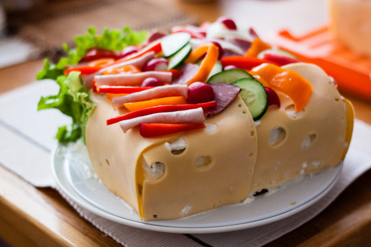 Beautiful original salt cake with cheesse bacon and vegetable