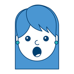 Obraz na płótnie Canvas surprised young woman face expression facial vector illustration blue and green design