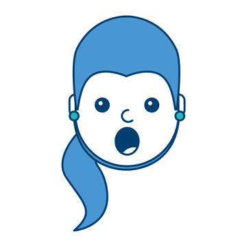 surprised young woman face expression facial vector illustration blue and green design