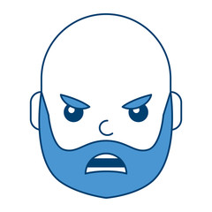 young man face angry expression cartoon vector illustration blue design