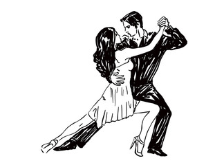      Sketched Dancers in black and white