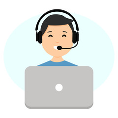 Call center operator concept, customer support phone operator concept. Can be used for websites, presentations, banners, etc. Illustration