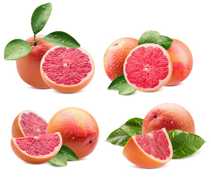 collection of grapefruits isolated on a white background