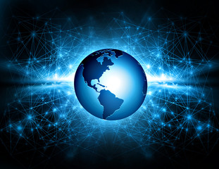 Best Internet Concept of global business. Globe, glowing lines on technological background. Wi-Fi, rays, symbols Internet, 3D illustration