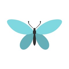 Butterfly with antennae icon, flat style