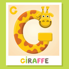 G is for Giraffe. Letter G. Giraffe, cute illustration. Animal alphabet.