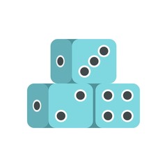 Blue dice cubes icon, flat style