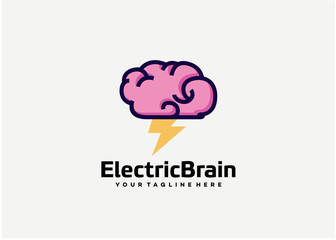 Electric Brain Logo Template Design Vector, Emblem, Design Concept, Creative Symbol, Icon