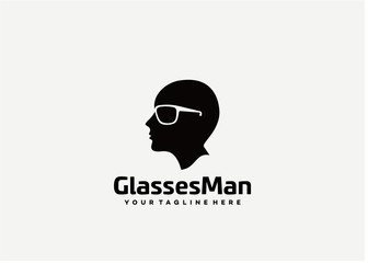 Glasses Man Logo Template Design Vector, Emblem, Design Concept, Creative Symbol, Icon
