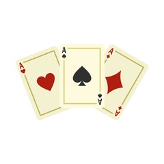 Aces playing cards icon, flat style
