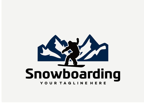 Snowboarding Logo Template Design Vector, Emblem, Design Concept, Creative Symbol, Icon
