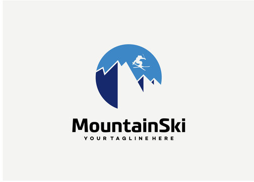 Mountain Ski Logo Template Design Vector, Emblem, Design Concept, Creative Symbol, Icon