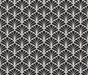 Vector Floral Art Nouveau Seamless Pattern. Geometric decorative leaves texture. Retro stylish background. 