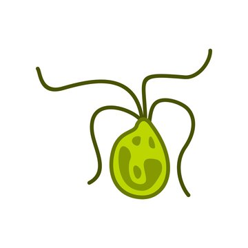 Bacterial Cell Icon, Flat Style