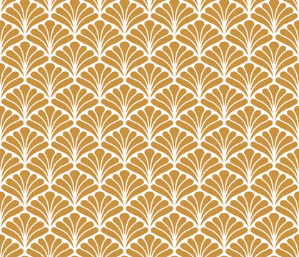 Vector Floral Art Nouveau Seamless Pattern. Geometric decorative leaves texture. Retro stylish background. 