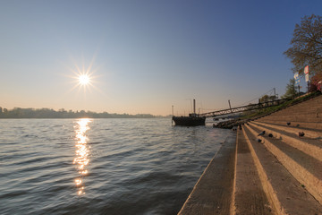 Fototapeta premium At the banks of river Rhine in Mainz, Germany