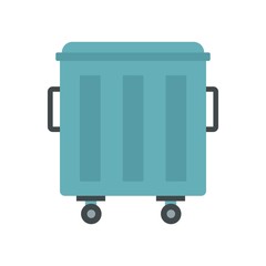Metal trashcan icon, flat style