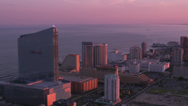 Atlantic City, New Jersey circa-2017, Aerial view of Atlantic City and Jersey Shore.   Shot with Cineflex and RED Epic-W Helium. 
