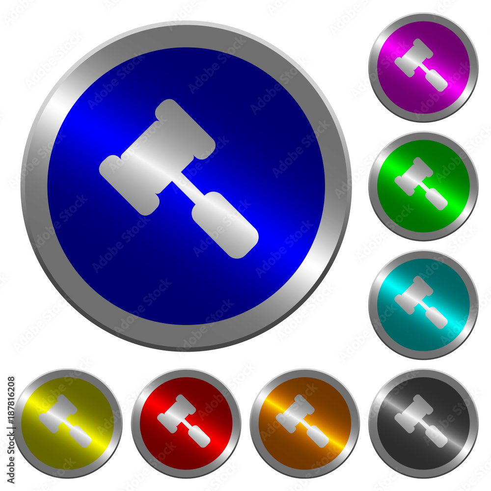 Poster judge hammer luminous coin-like round color buttons