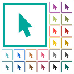 Mouse cursor flat color icons with quadrant frames