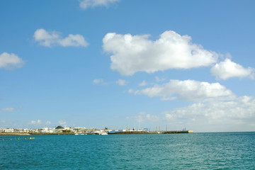 Fototapeta premium Beach Playa Blanca on Lanzarote, Spain.