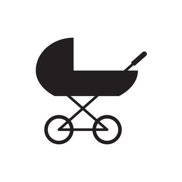 baby carriage, pram icon- vector illustration