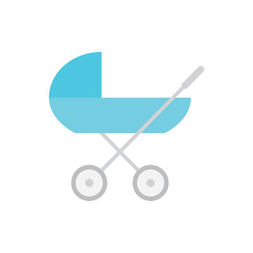 recommend clip art: blue baby carriage, pram icon- vector illustration