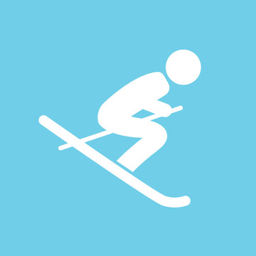 skier silhouette web icon- vector illustration