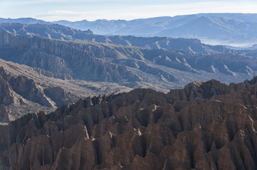 El Sillar pass near Tupiza, landscape around Quebrada de Palala Valley with eroded spiky rock formations - Bolivia, South America.