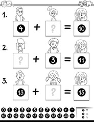 addition educational game coloring page