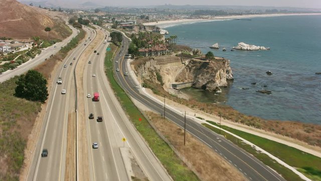 Pismo Beach, California circa-2017, Aerial view of Pismo Beach, California.  Shot with Cineflex and RED Epic-W Helium. 