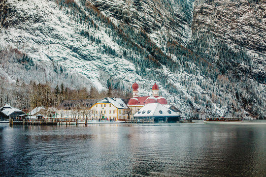 winter koenigssee bayern alps landscape