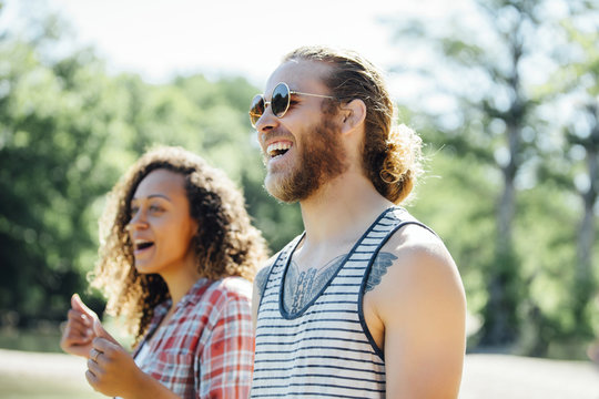 Close up of laughing couple