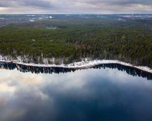 Aerial Photography of Frozen Lake in Winter