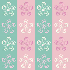 trendy seamless flowers pattern on pink background . Cherry blossoms. Blooming cherry.