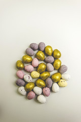 Chocolate Easter Eggs surrounded by a white background