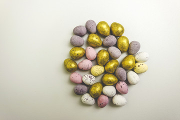 Chocolate Easter Eggs surrounded by a white background