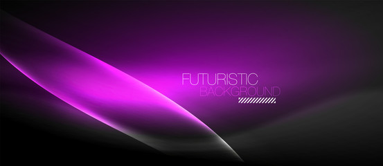 Neon glowing wave, magic energy and light motion background
