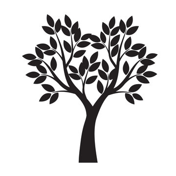 White Tree with Leaves. Vector Illustration.