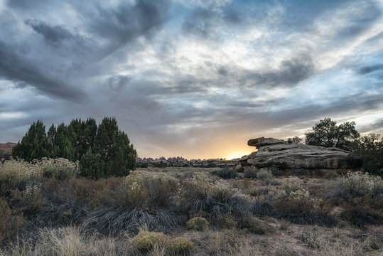Clouds over desert in Moab, Utah, United States