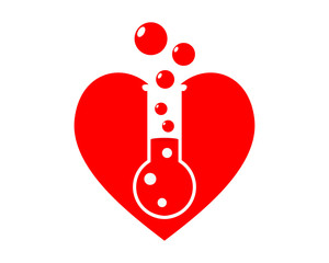 red heart love chemical chemist erlenmeyer flask scientist image vector