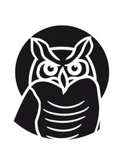 schwarz mond rund kreis leuchten wald eule kauz uhu vogel nacht fliegen comic cartoon clipart