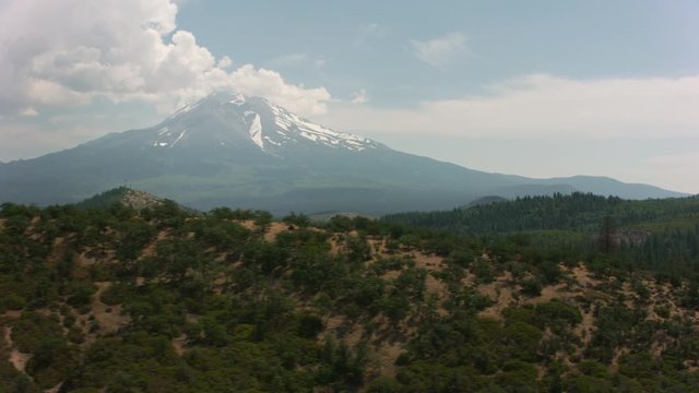 California circa-2017, Aerial shot of Mt. Shasta.  Shot with Cineflex and RED Epic-W Helium. 