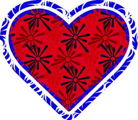 Red and purple valentine heart with vector pattern