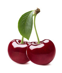 2 sweet cherries isolated on white background